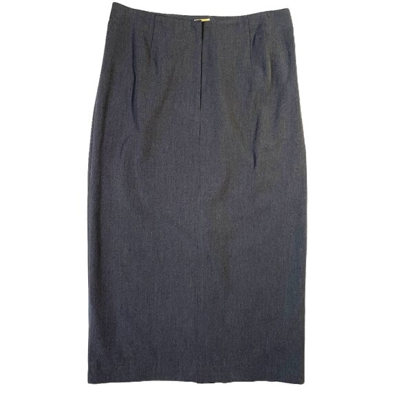 Caslon Maxi Skirt Size 14 P Gray Back Slit Tailored Quality Retro - Picture 2 of 11